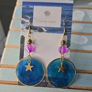 Blue and Purple Star Earrings